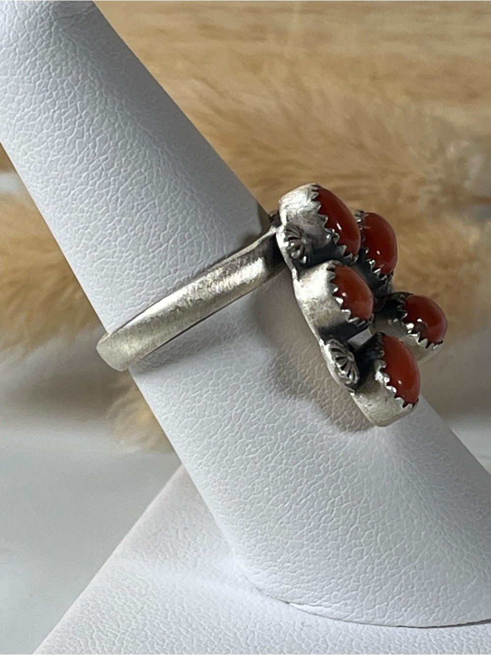 Solid Sterling Silver Carnelian Southwestern Naja Ring Adjustable Size 7.25 - Picture 4 of 9